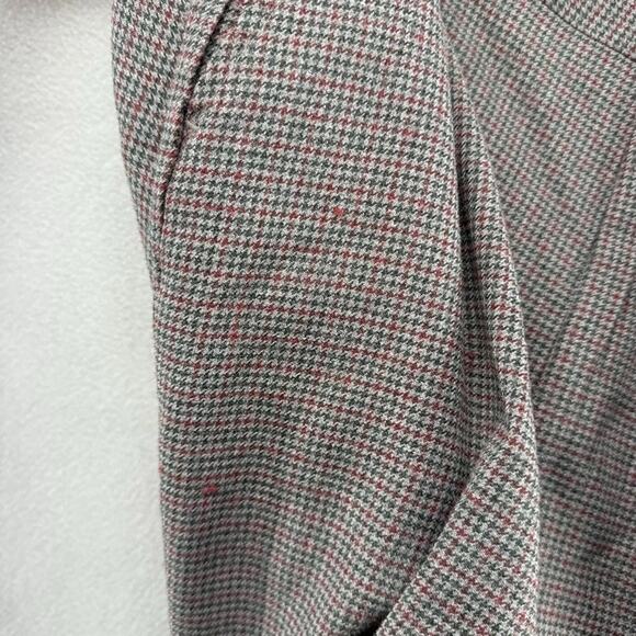 Vintage Houndstooth Trousers Fits 40x29 Gray Red Check Bootcut Talon Pants 70s - Picture 14 of 15